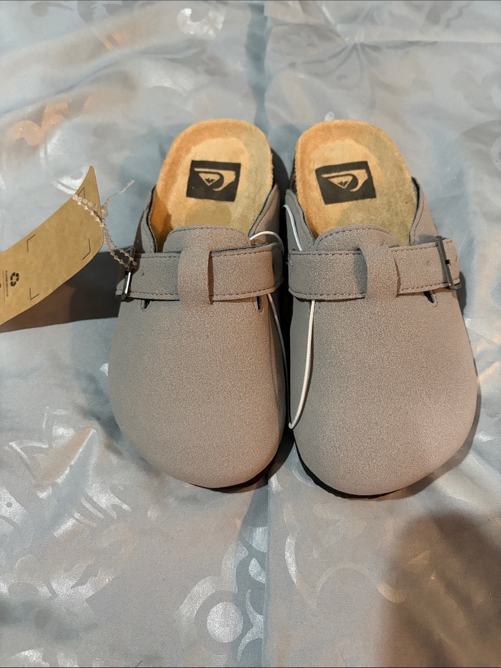 Quiksilver Light Taupe Suede-Look Slip-On Clogs